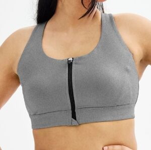 Tek Gear Gray Sports Bra with Zip Front